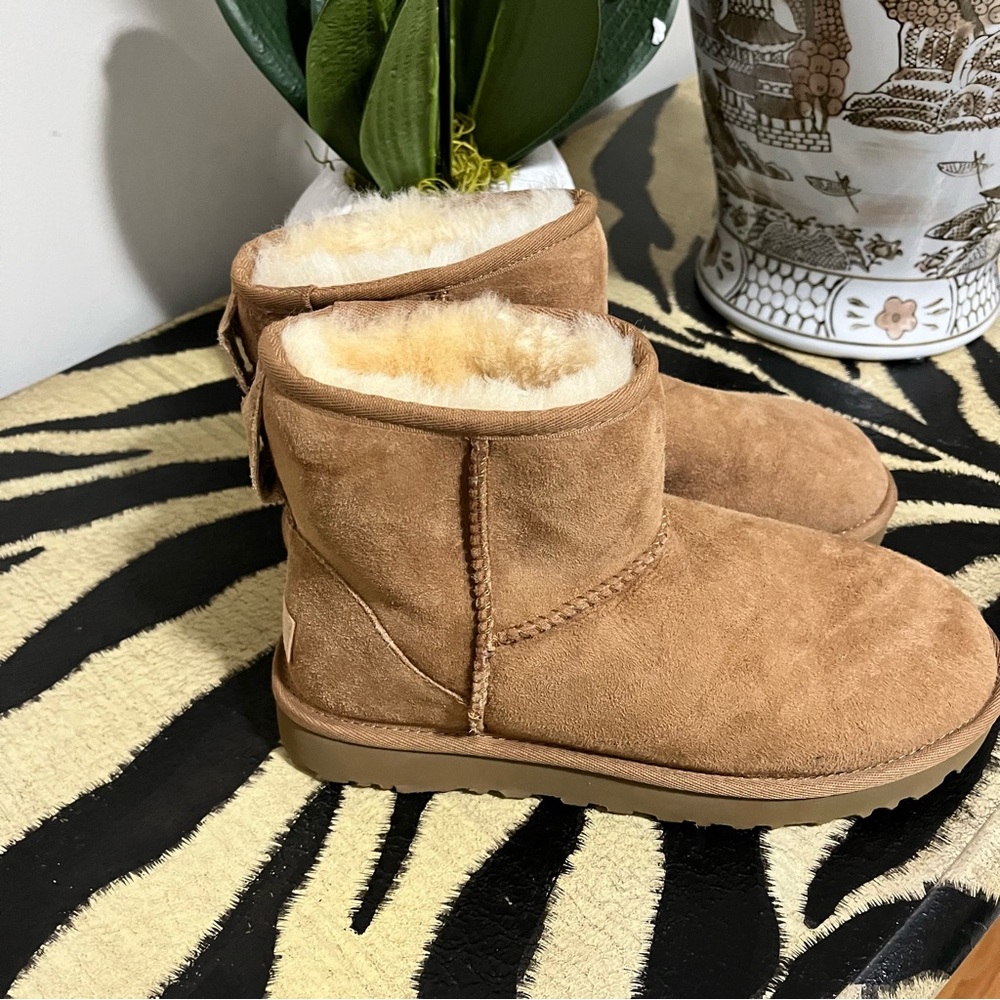 UGG Tan Ankle Boots with Shearling Lining